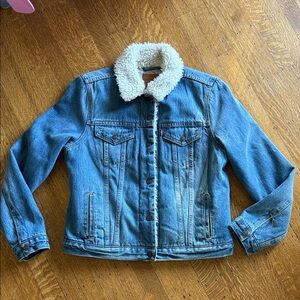 Levi's Light Blue Denim Jacket with Cream Sherpa Collar